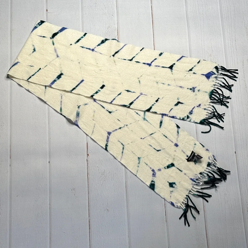 Cashmere scarf hand dyed blue and green - Picture 2 of 13